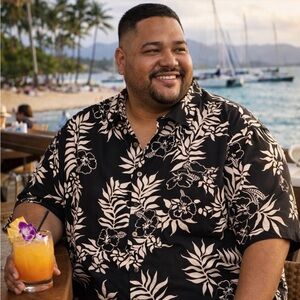 Vintage Hawaiian Print Men's Shirt Size  3x